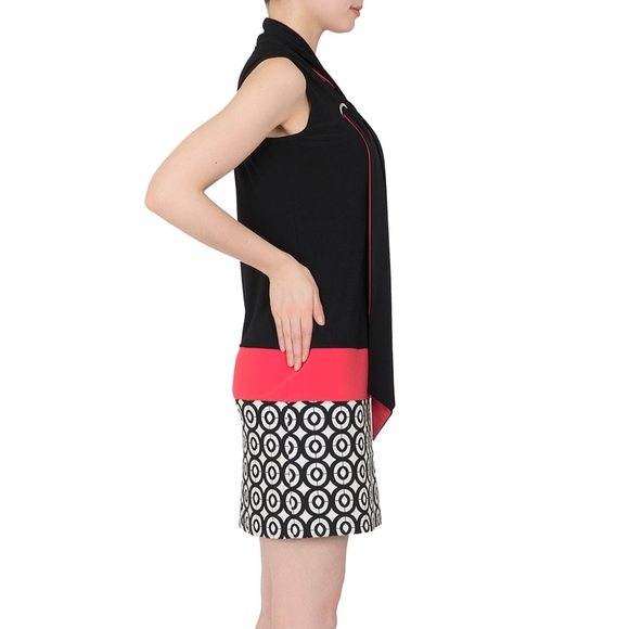 Joseph Ribkoff - Mod Circular Detail Tunic Dress (Black/Neon Pink) - Size 10 - Picture 11 of 11